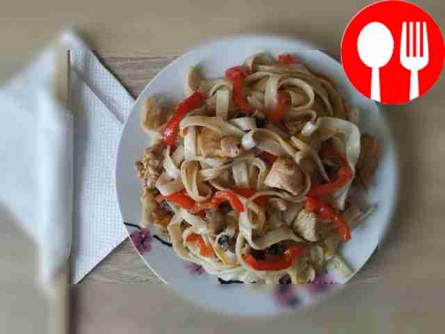 Nutritious udon with champignons