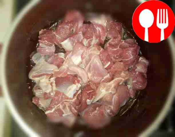 Cut the lamb into fairly large pieces and fry...