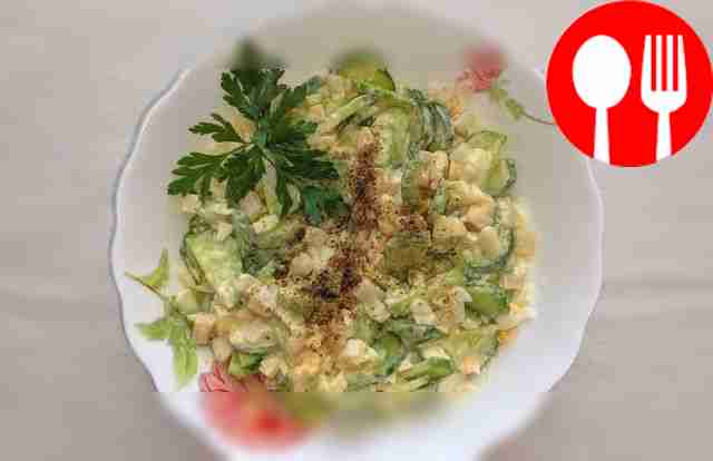 Cucumber salad with squid