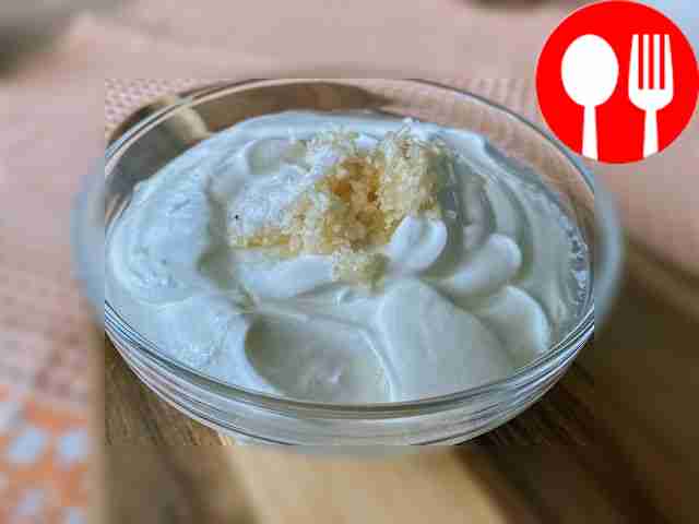 Add 2 chopped garlic cloves to the sour cream...