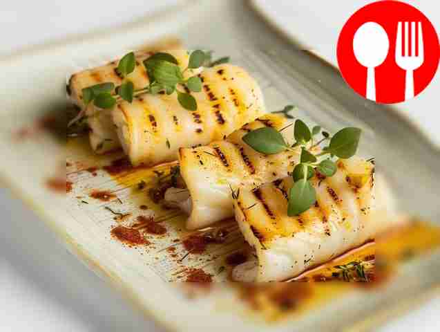 Juicy grilled squids