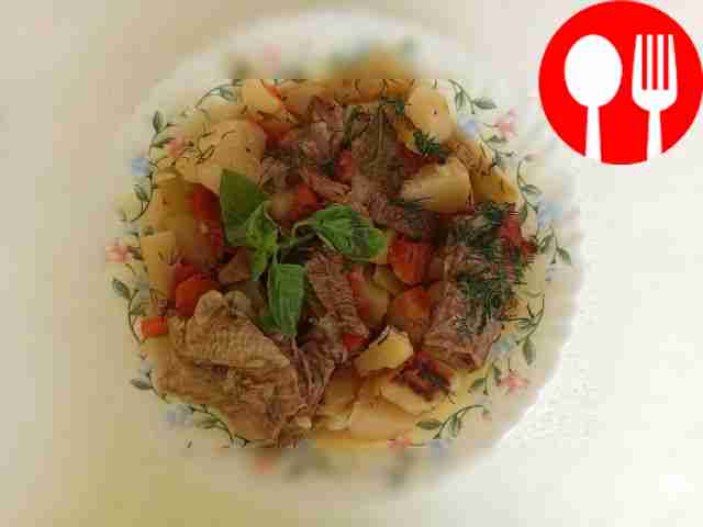 Juicy lamb with potatoes and spices