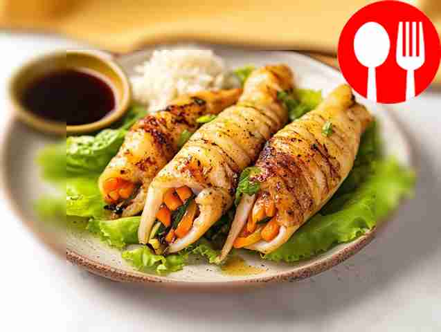 Stuffed squid with vegetables