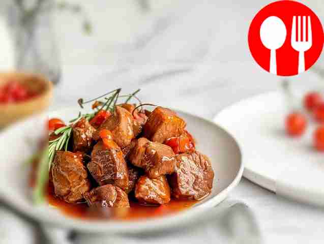 Tender lamb in cherry sauce