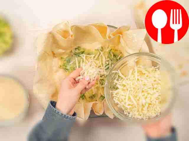 Place the pie in the pan. Grease a baking dish...