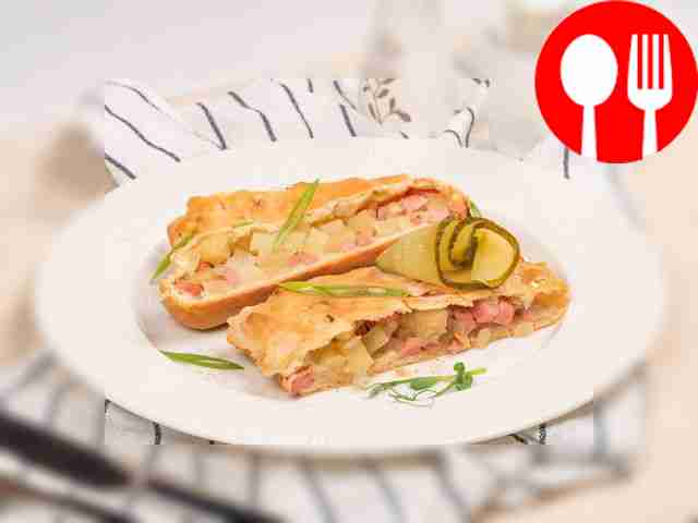 Pie with sausage and potatoes