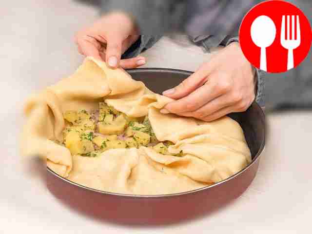 Finish cooking the pie. Roll out the dough a...