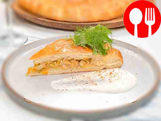 Pie with cabbage and fish