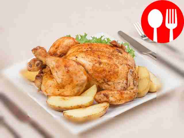 Курица, фаршированная грибами, в духовке