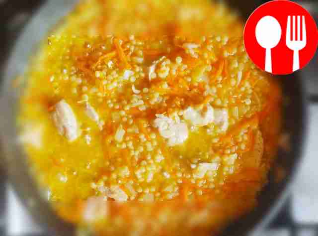 Add the ptitim to the pan with the vegetables...