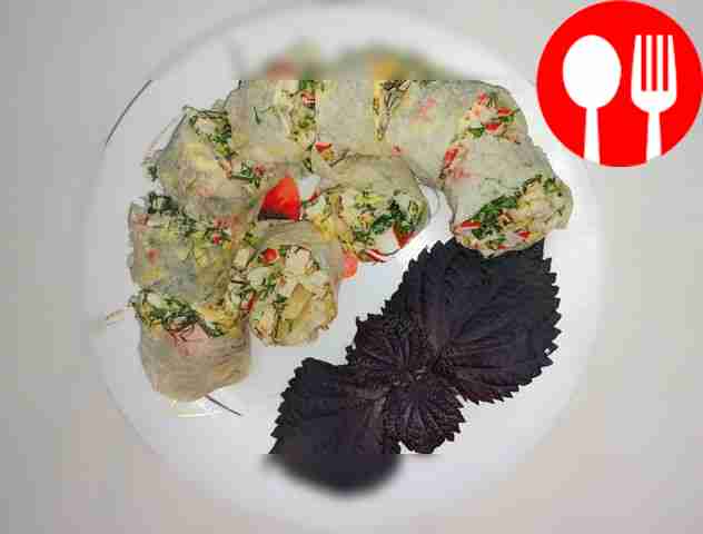 Tender tortilla rolls with crab sticks