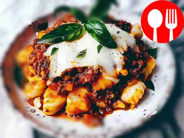 Hearty gnocchi in bolognese sauce