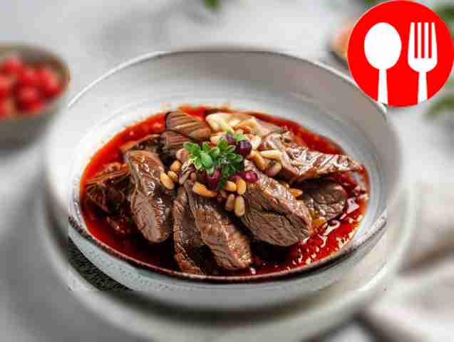 Stewed venison with lingonberry sauce