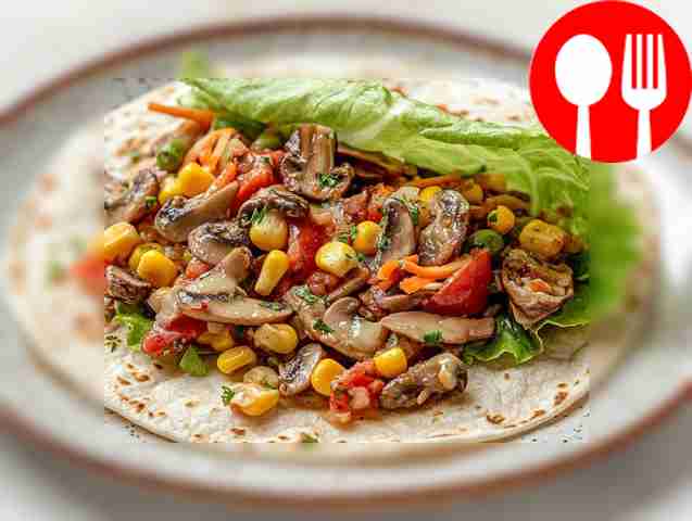 Fajitas with corn and mushrooms