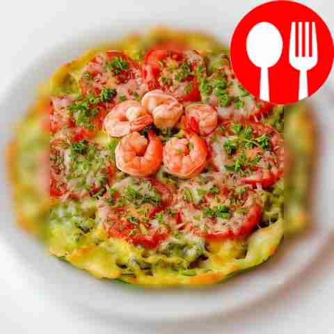 Tender zucchini tortilla with shrimp