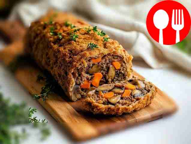 Рулет из говяжьего фарша с грибной начинкой