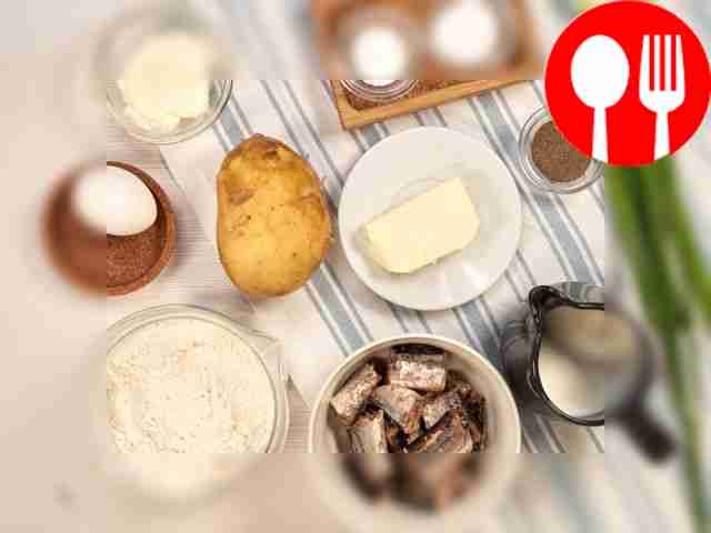 Prepare ingredients for fish and potato pie...