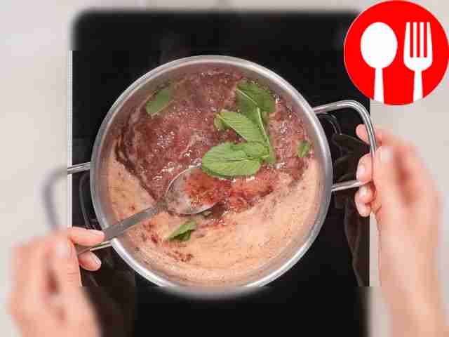 Boil gooseberries. Place the pan with the...