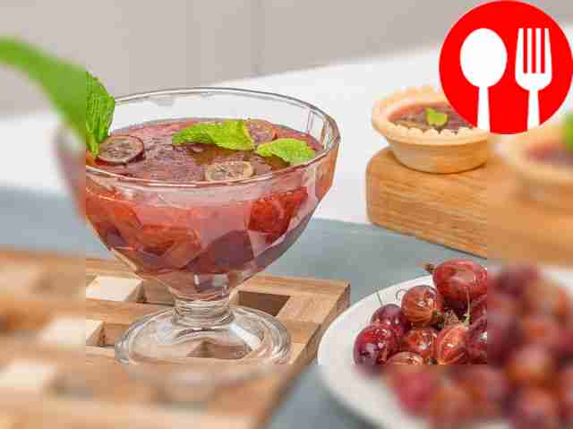 Place some of the gooseberry confiture in a...