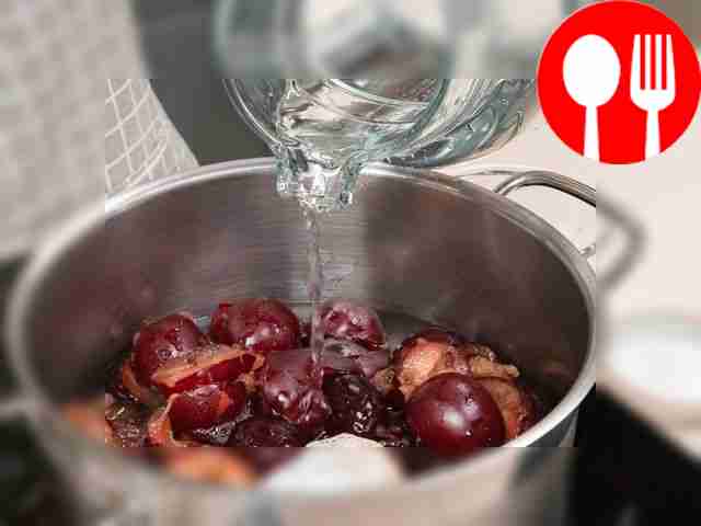 Prepare tkemali from red cherry plum. Place...