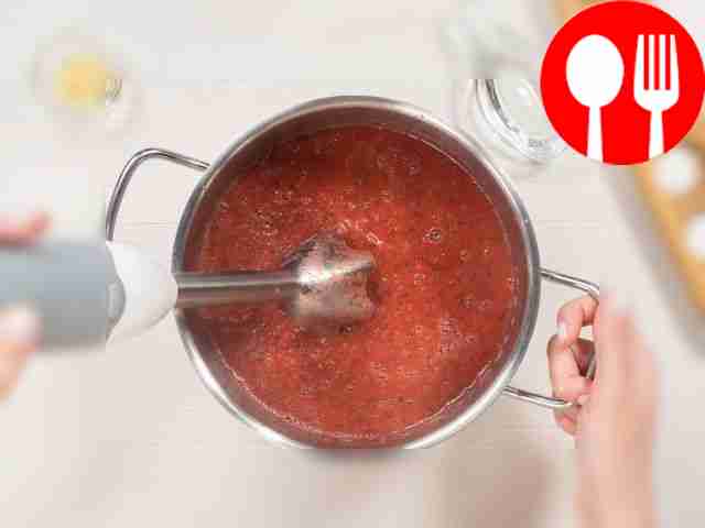 Make tkemali. Grind the berries into puree...