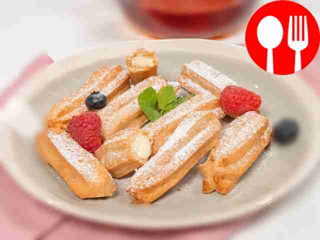 Homemade eclairs made from whole grain flour