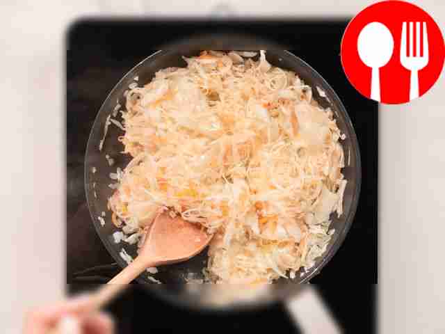 Start preparing the filling. Heat a frying pan...