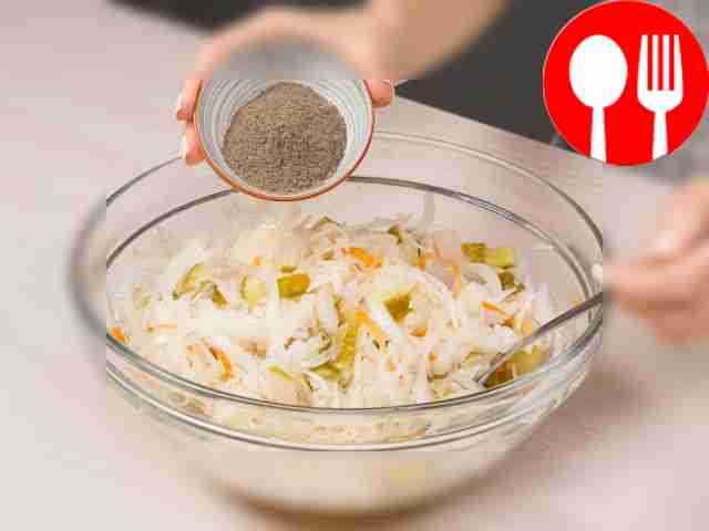 Dress the salad. Add vegetable oil, salt and...