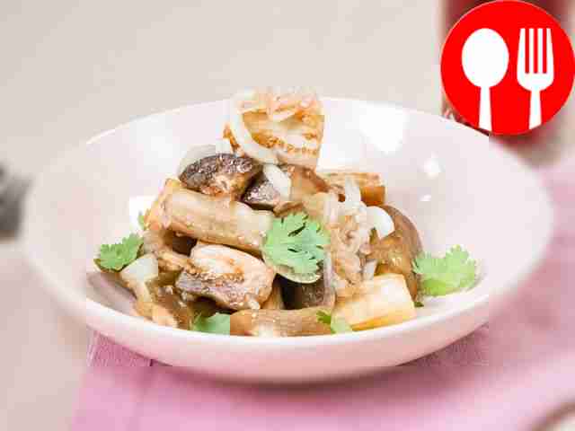 Eggplant marinated with garlic