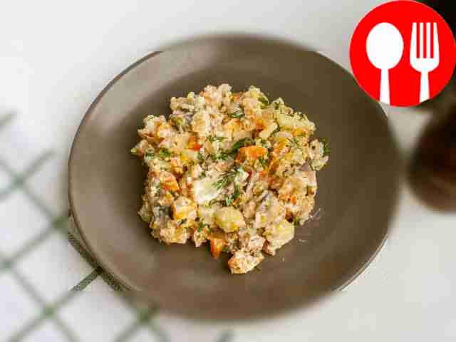 Salad with potatoes and mushrooms