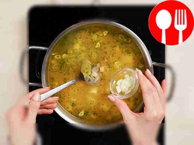 Prepare soup with chicken giblets. Bring water...