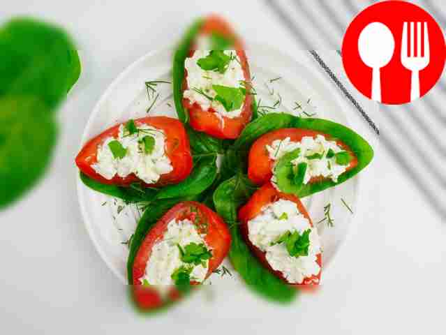 Tomatoes stuffed with curd and cheese filling