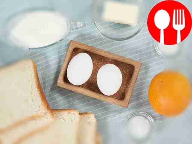 Wash the eggs and orange. Remove the zest from...