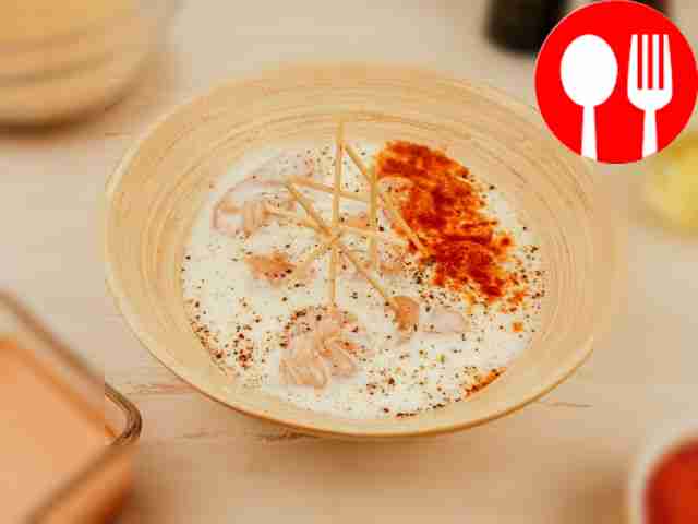 Mix milk, paprika, chopped garlic and pepper...
