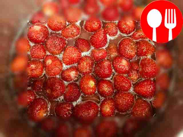 Pour strawberries into a separate container,...