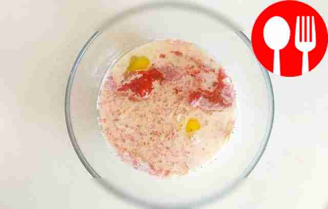 Add pureed strawberries, milk, sunflower oil,...