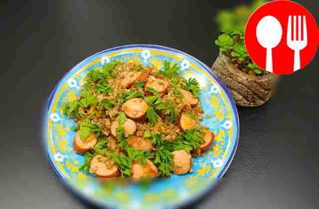 Place the buckwheat on a plate. Serve it with...