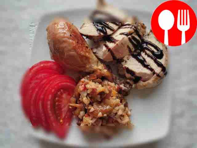 Fragrant chicken stuffed with chanterelles and champignons