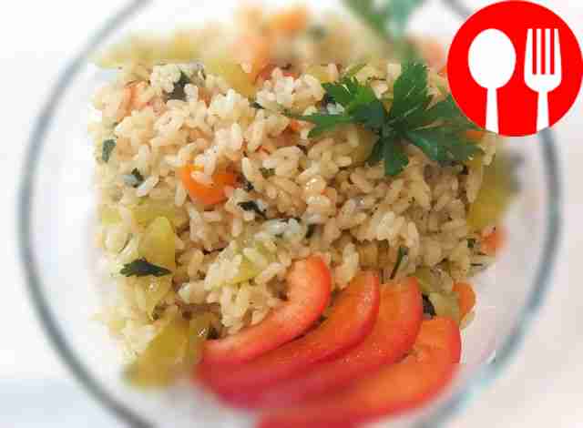 Colorful risotto with vegetables