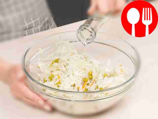 Dress the salad. Season the contents of the...