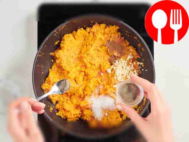 Stew the baked vegetables. Heat vegetable oil...