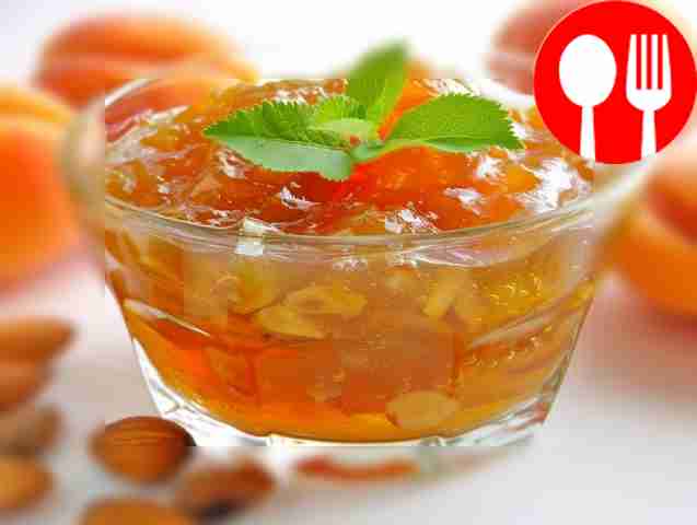 Apricot jam with almonds