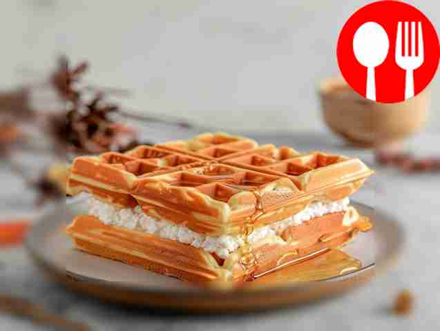 Delicious waffles in a waffle iron