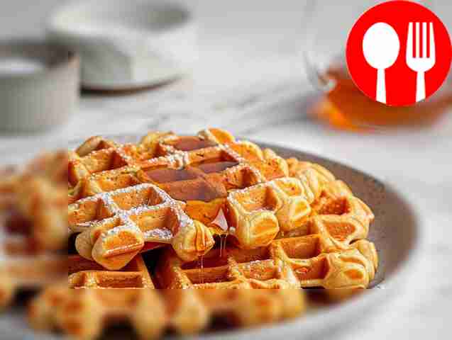 Золотистые вафли на сливках