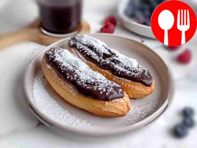 Fluffy custard eclairs