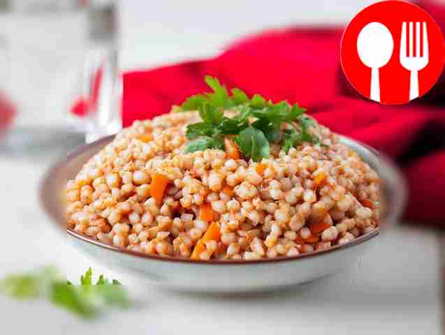 Healthy buckwheat in tomato paste
