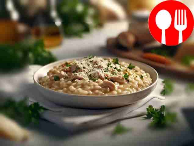 Hearty risotto with turkey meat