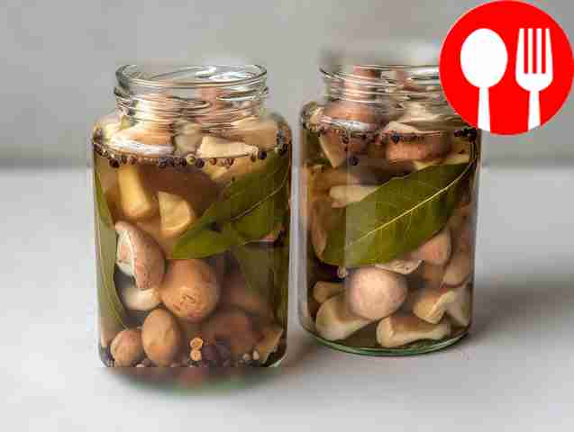 Marinated boletus mushrooms in their own juice