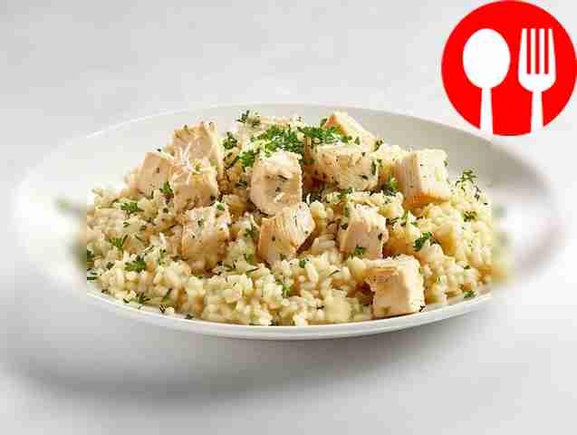 Ароматное ризотто на белом вине с курицей