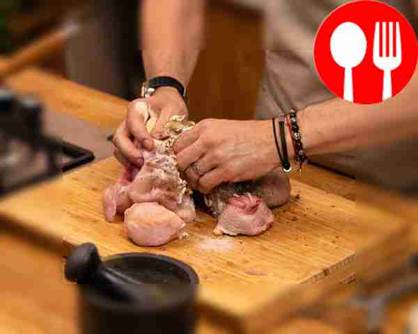 Coat the chicken generously with spices, salt...